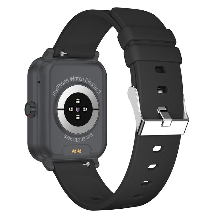 Myphone Watch Classic 2 - Smartwatch, Pantalla Táctil 1.8", Bluetooth 5.0, Monitoreo de Frecuencia Cardíaca, SPO2, IP65, para iOS y Android - Negro