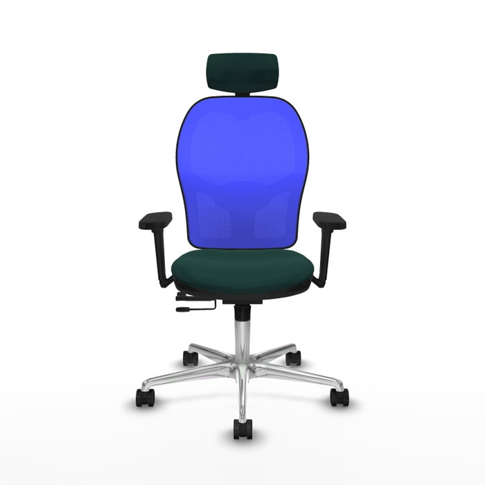 PIQUERAS Y CRESPO Silla de oficina Jorquera con mecanismo Sincro/Traslack, Verde botella y Azul