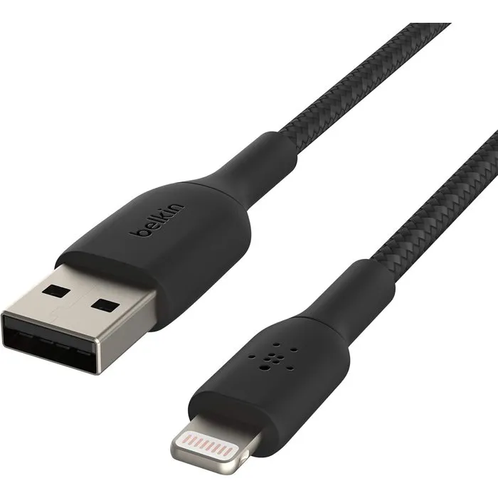 Belkin Cable Trenzado Lightning a USB-A, Negro, 2 Metros, BEL0745883788743 Belkin Cable Trenzado Lightning a USB-A, Negro, 2 Metros, BEL0745883788743