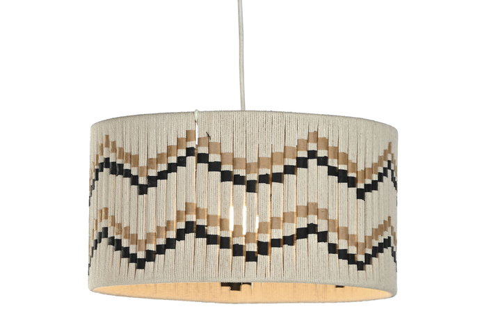 DKD Home Decor Lámpara de Techo de Algodón y Rafia Trenzado 39x39x21 cm