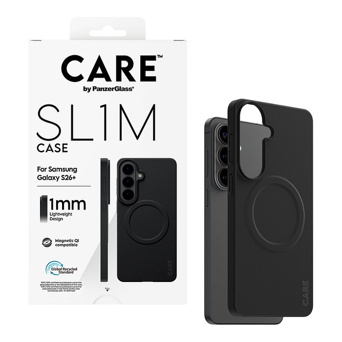 PanzerGlass PanzerGlass CARE SL1M Case Funda Delgada Negro para Samsung Galaxy S26+, 6.7 Pulgadas, Protección contra Caídas y Rayones
