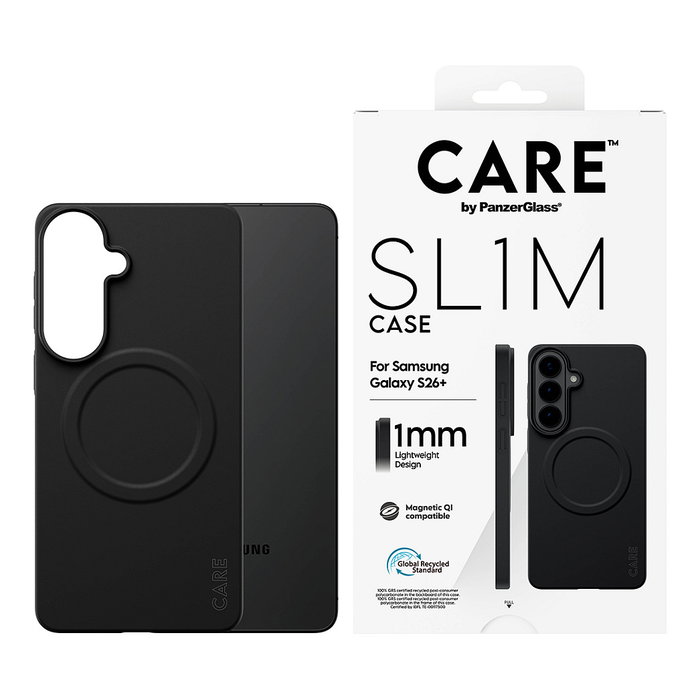 PanzerGlass PanzerGlass CARE SL1M Case Funda Delgada Negro para Samsung Galaxy S26+, 6.7 Pulgadas, Protección contra Caídas y Rayones