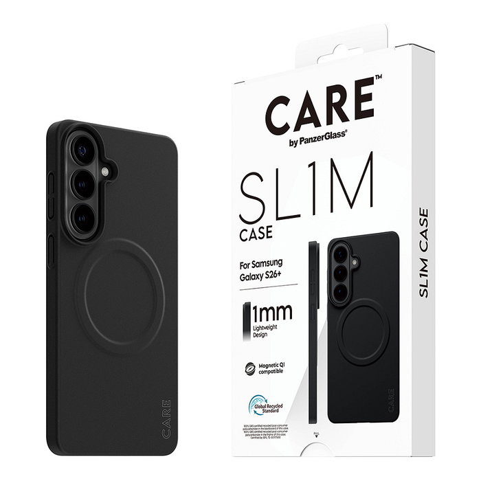 PanzerGlass PanzerGlass CARE SL1M Case Funda Delgada Negro para Samsung Galaxy S26+, 6.7 Pulgadas, Protección contra Caídas y Rayones