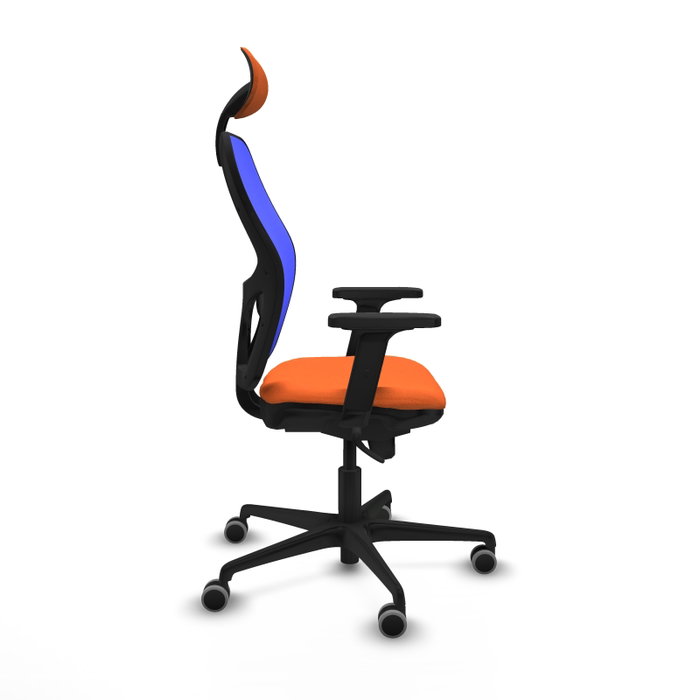 PIQUERAS Y CRESPO Silla de oficina Jorquera con mecanismo Sincro, Tela Naranja y Malla Azul