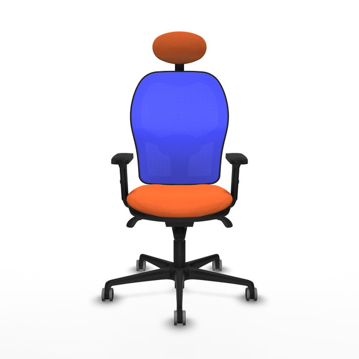 PIQUERAS Y CRESPO Silla de oficina Jorquera con mecanismo Sincro, Tela Naranja y Malla Azul
