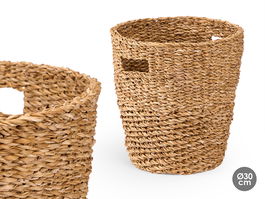 Giftdecor Cesto Cónico con Asas, Diámetro 30 cm, Alto 31 cm, Material Alga de Mar, Color Marrón (Set de 4)