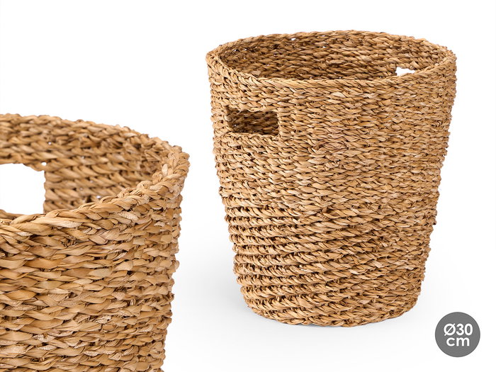 Giftdecor Cesto Cónico con Asas, Diámetro 30 cm, Alto 31 cm, Material Alga de Mar, Color Marrón (Set de 4) Giftdecor Cesto Cónico con Asas, Diámetro 30 cm, Alto 31 cm, Material Alga de Mar, Color Marrón (Set de 4)