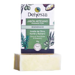 DEHESIA Jabón Artesano Regenerador Bio 100Gr con Limón, Romero y Karité para Piel Seca, Vegano