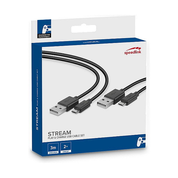 Speedlink Set de 2 Cables USB para Play & Charge PS4 de 3m Negro Speedlink Set de 2 Cables USB para Play & Charge PS4 de 3m Negro