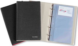 Tarjetero 4 Anillas Pardo Pvc Sim.Piel 4º 20 Fundas 120 Tarjetas Negro