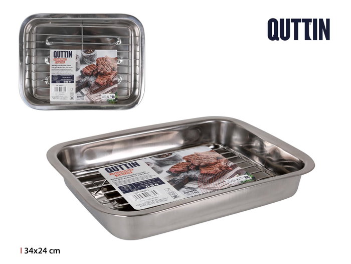 Quttin Bandeja Rectangular con Grill para Cocina, 24 Unidades, Medidas 33 x 23.5 x 6 cm (6 Unidades) Quttin Bandeja Rectangular con Grill para Cocina, 24 Unidades, Medidas 33 x 23.5 x 6 cm (6 Unidades)