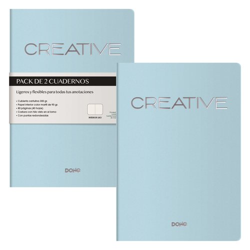 Cuaderno Dohe Creative A5 40H 90Gr. Liso Turquesa Pack De 2 Cuaderno Dohe Creative A5 40H 90Gr. Liso Turquesa Pack De 2
