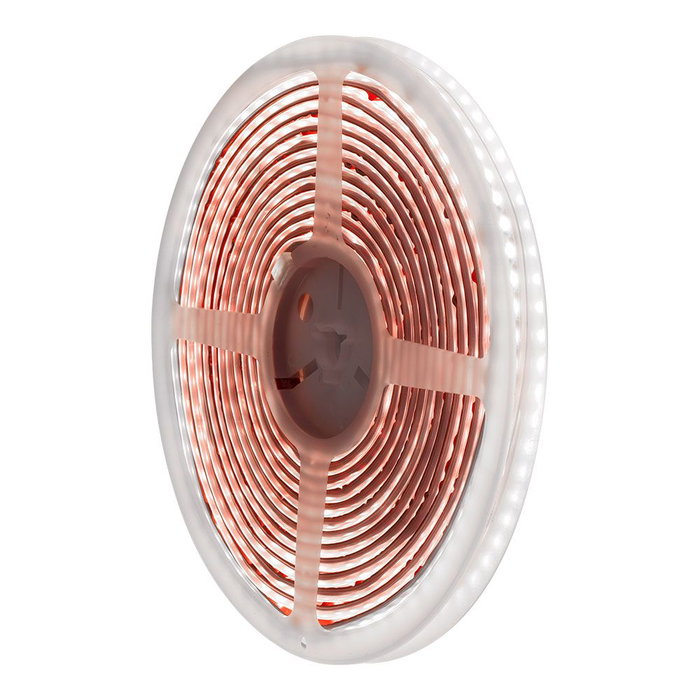 EDM - Tira LED Adhesiva Blanca Fría 6400K, 5 Metros, IP65, 8W/m, 120 LEDs/m, Incluye Transformador 24V DC y Accesorios