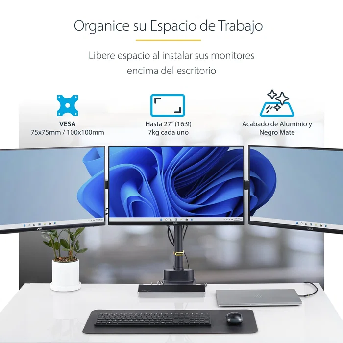 StarTech.com Soporte de Escritorio para 3 Monitores de 27 Pulgadas VESA 75x75/100x100 StarTech.com Soporte de Escritorio para 3 Monitores de 27 Pulgadas VESA 75x75/100x100