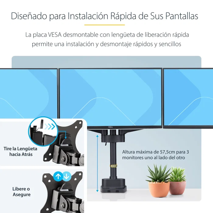 StarTech.com Soporte de Escritorio para 3 Monitores de 27 Pulgadas VESA 75x75/100x100 StarTech.com Soporte de Escritorio para 3 Monitores de 27 Pulgadas VESA 75x75/100x100