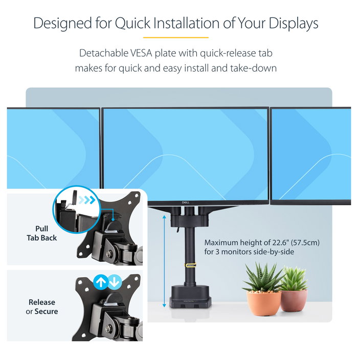 StarTech.com Soporte de Escritorio para 3 Monitores de 27 Pulgadas VESA 75x75/100x100 StarTech.com Soporte de Escritorio para 3 Monitores de 27 Pulgadas VESA 75x75/100x100