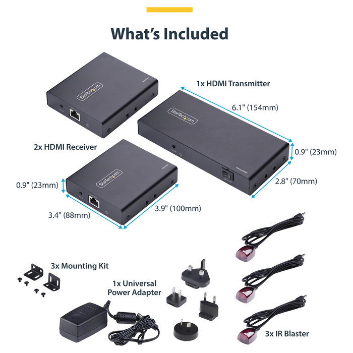 StarTech Extensor y Divisor HDMI de 2 Puertos 4K 60Hz sobre CAT6 hasta 70m