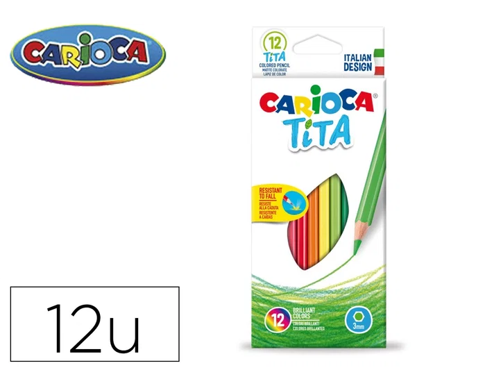 Carioca Tita Lápices de Colores Hexagonales Surtidos, 12 unidades