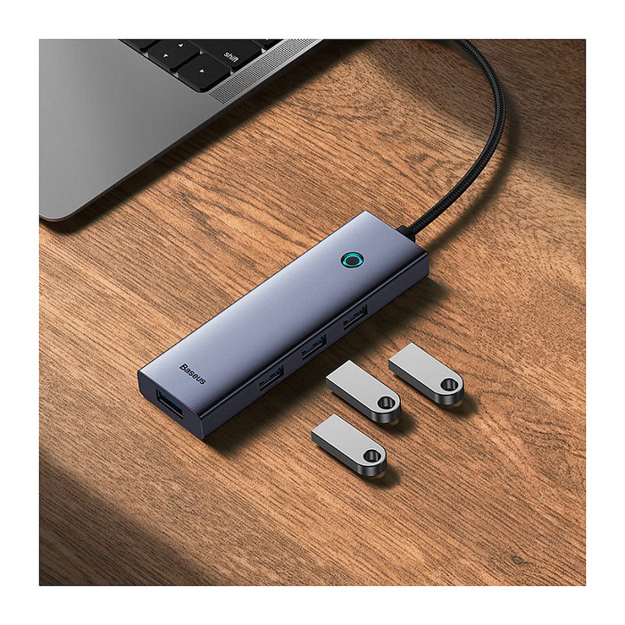Baseus UltraJoy Series HUB USB-C - Concentrador 4 Puertos USB 3.2 Gen 1, Tipo-C y Tipo-A, 5 Gbps, Plug and Play, Gris Baseus UltraJoy Series HUB USB-C - Concentrador 4 Puertos USB 3.2 Gen 1, Tipo-C y Tipo-A, 5 Gbps, Plug and Play, Gris