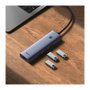 Baseus UltraJoy Series HUB USB-C - Concentrador 4 Puertos USB 3.2 Gen 1, Tipo-C y Tipo-A, 5 Gbps, Plug and Play, Gris