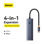 Baseus UltraJoy Series HUB USB-C - Concentrador 4 Puertos USB 3.2 Gen 1, Tipo-C y Tipo-A, 5 Gbps, Plug and Play, Gris