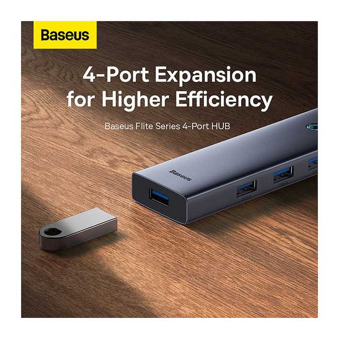 Baseus UltraJoy Series HUB USB-C - Concentrador 4 Puertos USB 3.2 Gen 1, Tipo-C y Tipo-A, 5 Gbps, Plug and Play, Gris Baseus UltraJoy Series HUB USB-C - Concentrador 4 Puertos USB 3.2 Gen 1, Tipo-C y Tipo-A, 5 Gbps, Plug and Play, Gris