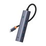 Baseus UltraJoy Series HUB USB-C - Concentrador 4 Puertos USB 3.2 Gen 1, Tipo-C y Tipo-A, 5 Gbps, Plug and Play, Gris