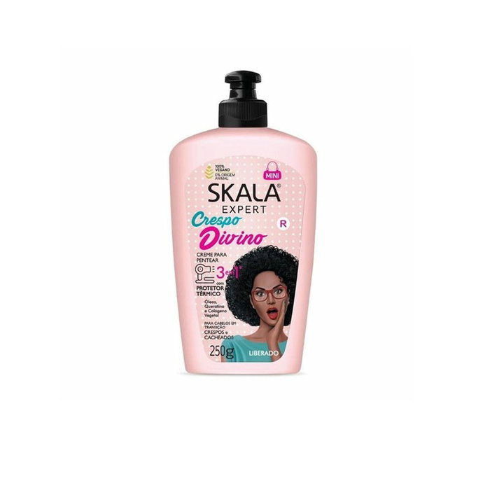Skala Crema Peinar Crespo Divino 3 en 1 con Aceite de Argán, Ricino, Queratina y Colágeno Vegetal para Cabello Rizado 250gr Skala Crema Peinar Crespo Divino 3 en 1 con Aceite de Argán, Ricino, Queratina y Colágeno Vegetal para Cabello Rizado 250gr