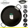 La Dehesa Paellera de Acero Esmaltado 55 cm (16 Raciones) para Paella, Gas, Horno y Leña - Color Negro (Set de 4)
