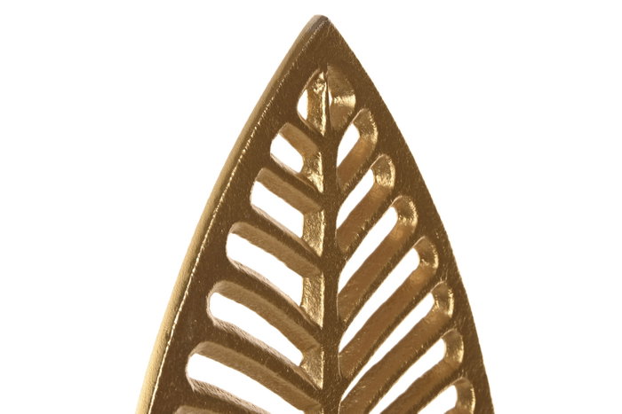 DKD Home Decor Figura de Hoja en Aluminio y Mármol Dorado y Blanco