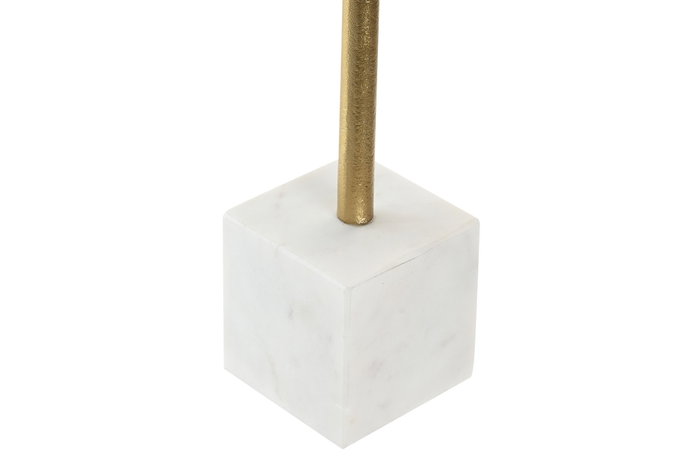DKD Home Decor Figura de Hoja en Aluminio y Mármol Dorado y Blanco
