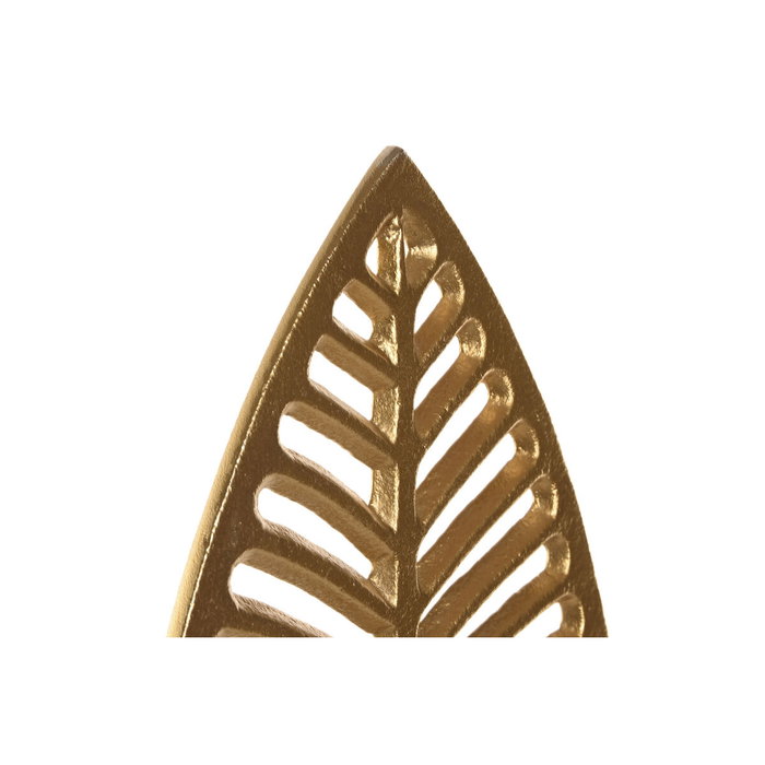 DKD Home Decor Figura de Hoja en Aluminio y Mármol Dorado y Blanco