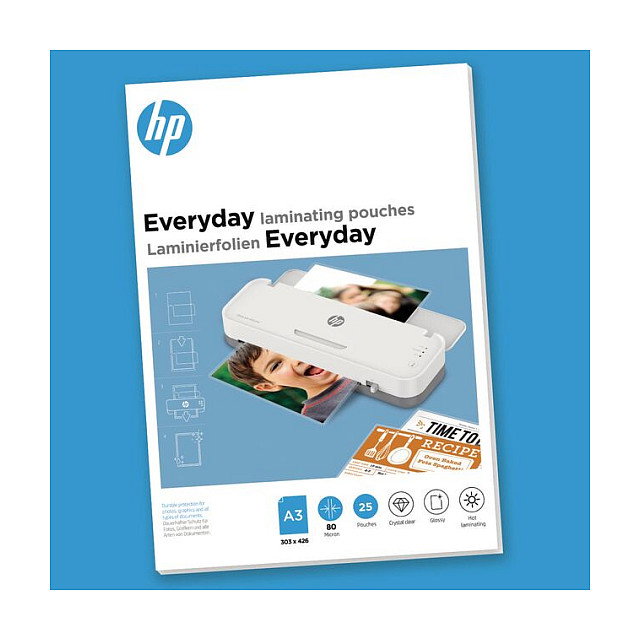 HP Láminas de Plastificación Everyday A3 80 Micras, 25 unidades