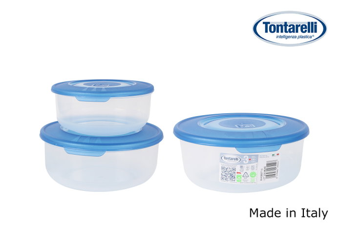 Inde Set de 3 Fiambreras Redondas con Tapa Azul (20 Cajas) Inde Set de 3 Fiambreras Redondas con Tapa Azul (20 Cajas)