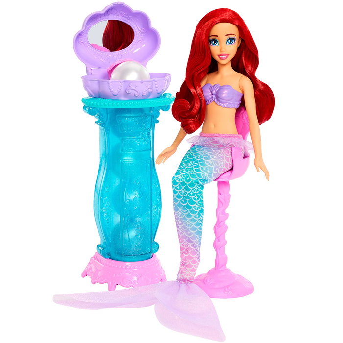 Mattel Muñeca Ariel con Tocador JBF86 Disney Princess, con cola de sirena extraíble y accesorios sorpresa Mattel Muñeca Ariel con Tocador JBF86 Disney Princess, con cola de sirena extraíble y accesorios sorpresa