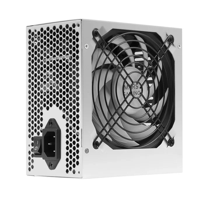 Mars Gaming MPIII850W Fuente de Alimentación ATX 850W 85% Eficiencia Blanco, 5 Años Garantía, Tecnología Silenciosa AI-RPM, Ventilador 120mm FDB, Cables Planos
