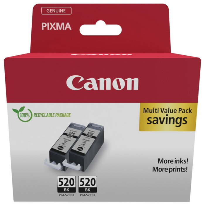 Canon PGI-520BK Multipack de 2 cartuchos de tinta negra