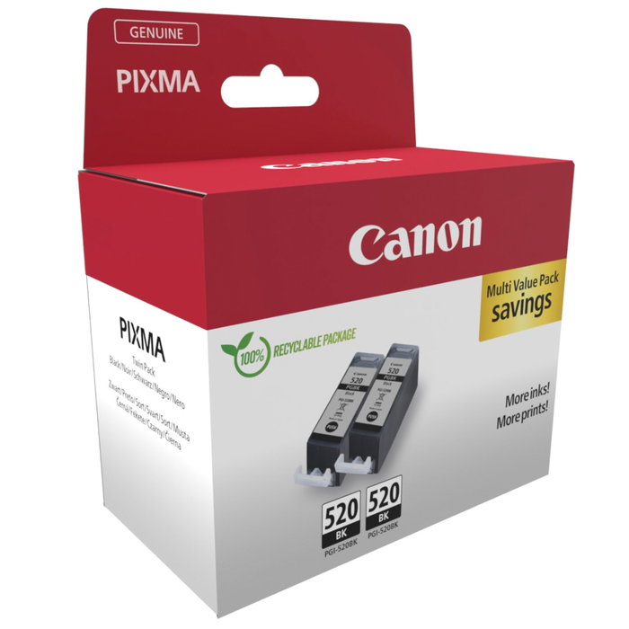 Canon PGI-520BK Multipack de 2 cartuchos de tinta negra
