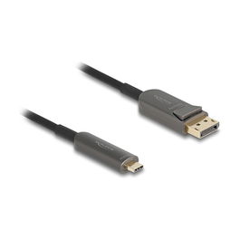 DeLOCK Cable Activo Óptico USB Type-C a DisplayPort 81607 8K 60Hz 40Gbps 20m Negro Thunderbolt 3 HDR DP 2.1
