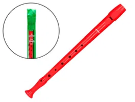 Hohner Flauta dulce 9508 Roja con Funda Verde y Transparente para Educacion Musical Infantil