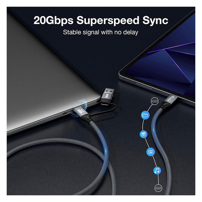 EQUIP Cable USB-C 3.2 Gen 2x2 128433, USB-A/USB-C a USB-C, 3.00m, 20Gbps, Negro