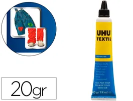 Uhu Pegamento Especial Textil, Para Tejidos, Tela Vaquera y Cuero, Tubo 20 g en Blister