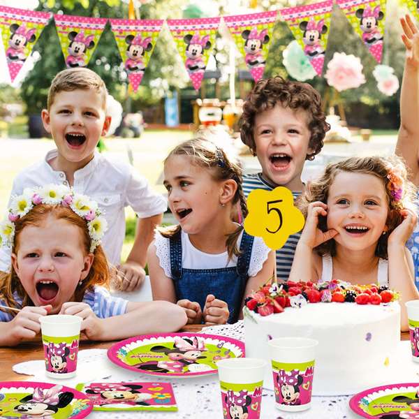 Color Baby Minnie Set Menaje Fiesta Deluxe 66 Piezas 8 Servicios Papel Plástico 3 años