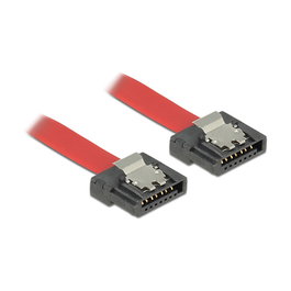 DeLOCK Cable SATA III 6 Gb/s, 10 cm (0.1 m) Color Rojo, Macho a Macho, Conectores Derechos, SATA 3