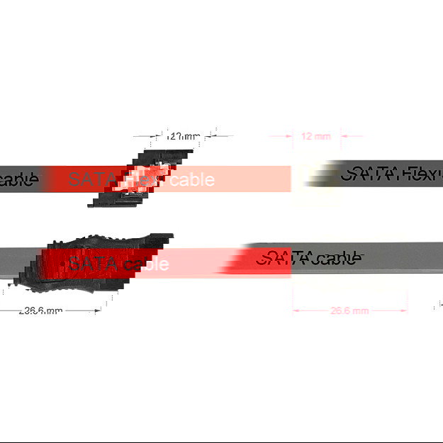 DeLOCK Cable SATA III 6 Gb/s, 10 cm (0.1 m) Color Rojo, Macho a Macho, Conectores Derechos, SATA 3