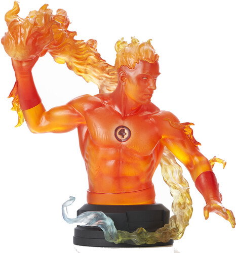Diamond Select Toys Busto Antorcha Humana Marvel, Figura de Resina Translúcida 40 cm, Edición Limitada 2000 Piezas, Certificado de Autenticidad
