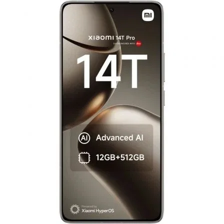 Xiaomi 14T Pro MZB0H1I1EU Smartphone 12GB RAM 1TB 6.67" 5G Cámara Leica 50MP MediaTek Dimensity 9300+ Gris Titanio