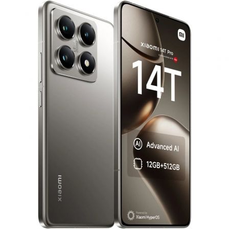 Xiaomi 14T Pro MZB0H1I1EU Smartphone 12GB RAM 1TB 6.67" 5G Cámara Leica 50MP MediaTek Dimensity 9300+ Gris Titanio