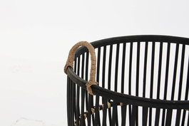 DKD Home Decor Cesta Colección Johari Colonial Bambu Negro Natural 38 x 39 x 38 cm Set 3 Piezas