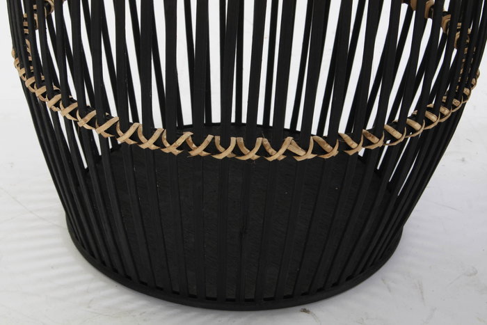 DKD Home Decor Cesta Colección Johari Colonial Bambu Negro Natural 38 x 39 x 38 cm Set 3 Piezas